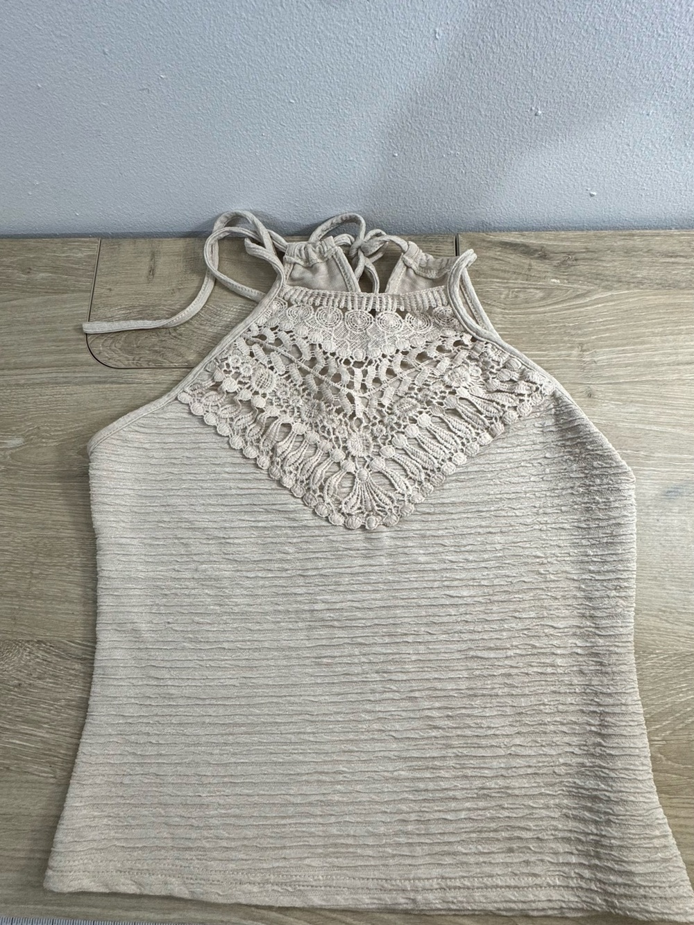 SHEIN Cream Crochet Halter Camisole